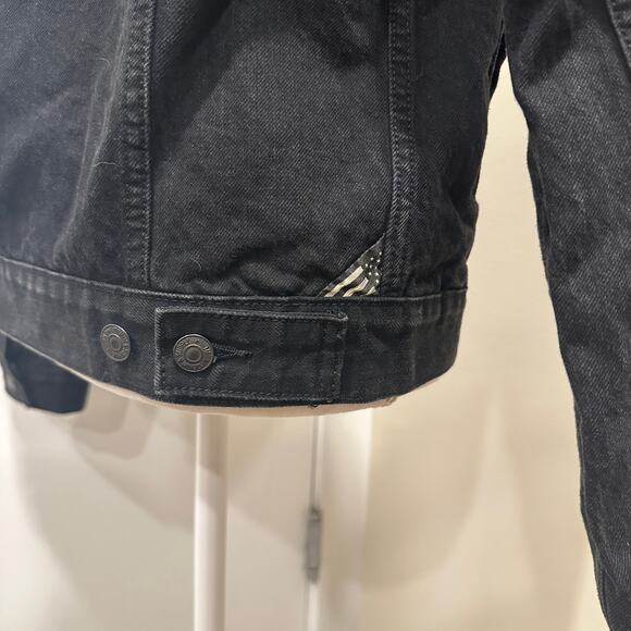 Denim & Supply Ralph Lauren Black Denim Trucker Jacket Utility Workwear Sz Small - Picture 8 of 10